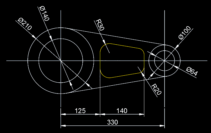 怎么用CAD偏移及圆角工具画零件图平面图