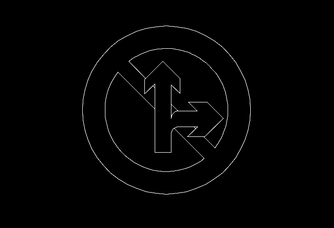 CAD中怎么画直行和向右转弯图标