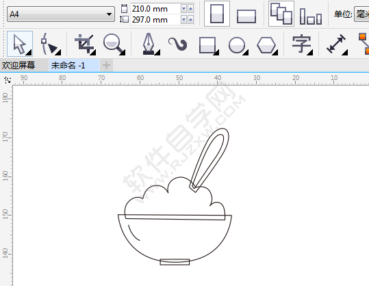 CDR绘制一碗卡通饭