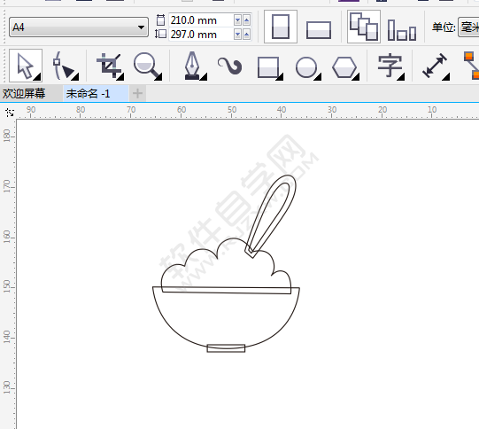 CDR绘制一碗卡通饭