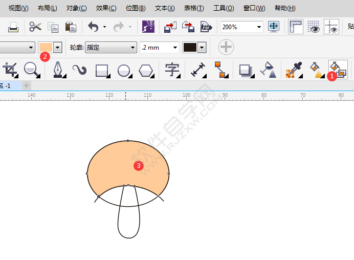 CorelDRAW画一个卡通蘑菇