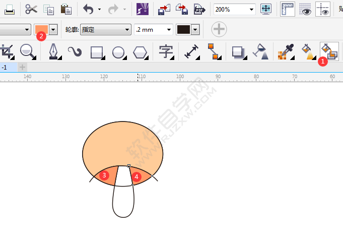 CorelDRAW画一个卡通蘑菇