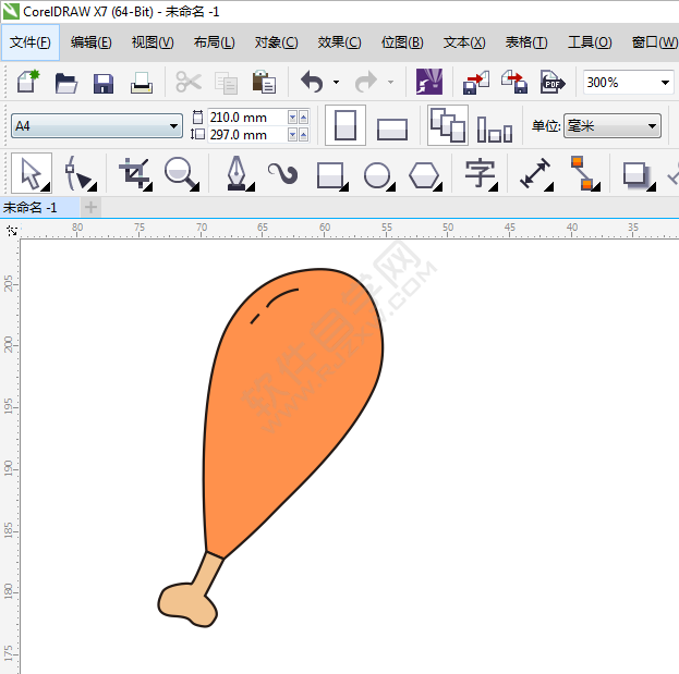 CDR画一个卡通鸡腿