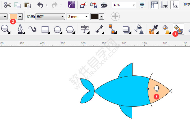 CDR画一条小鱼卡通图