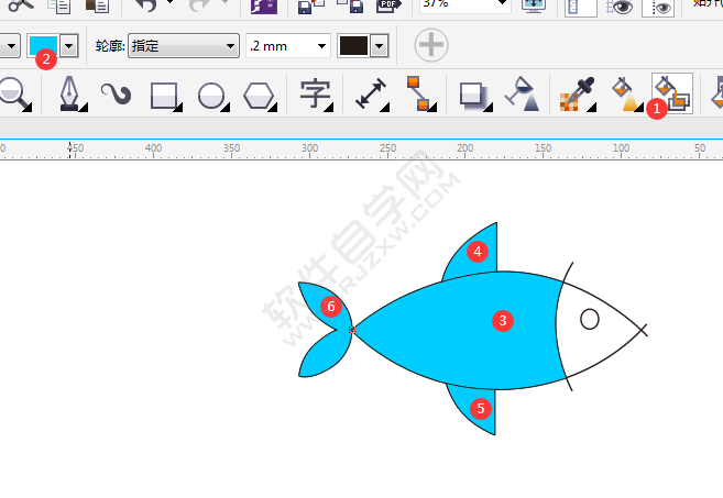 CDR画一条小鱼卡通图