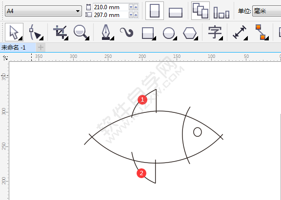 CDR画一条小鱼卡通图