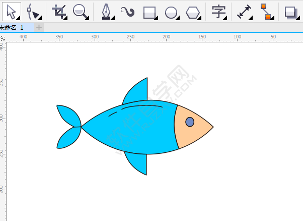 CDR画一条小鱼卡通图