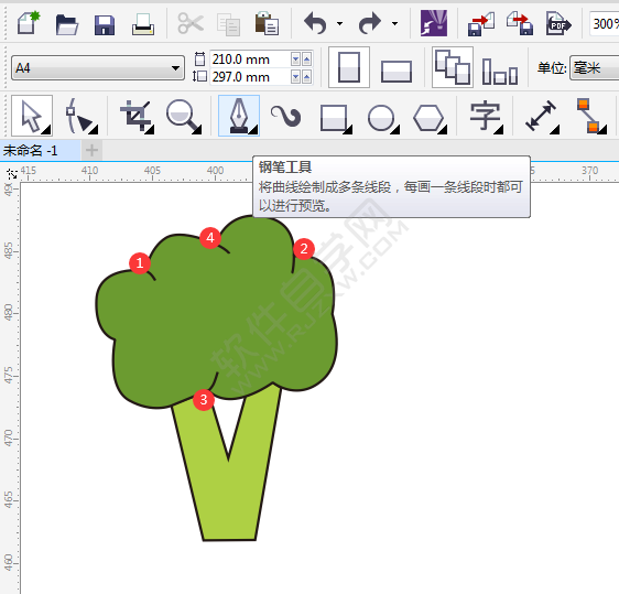 cdr画一朵卡通西兰花