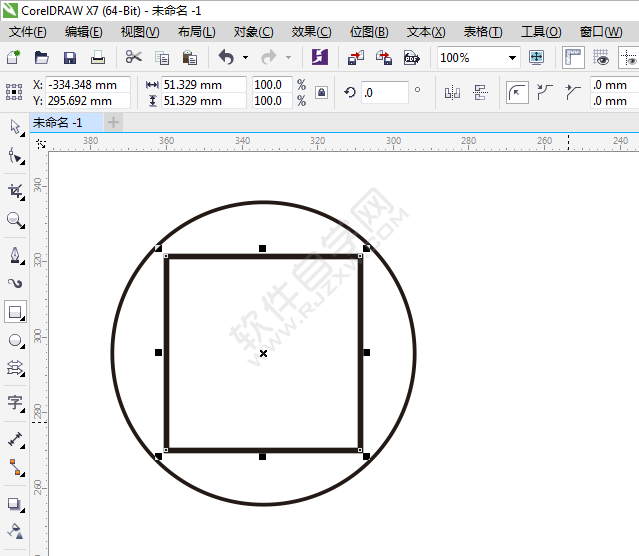 cdr圆中间画矩形