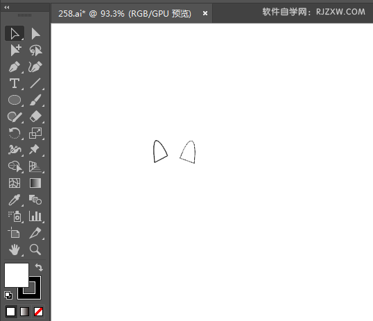 ai绘制两个小猫示爱剪影图案