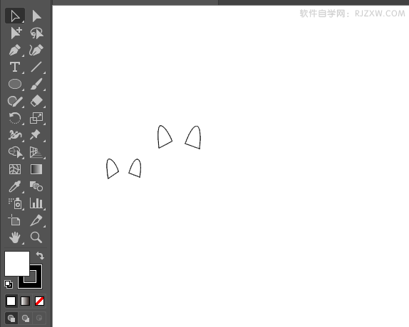 ai绘制两个小猫示爱剪影图案