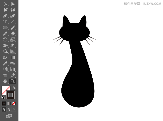 ai绘制坐立的猫剪影效果