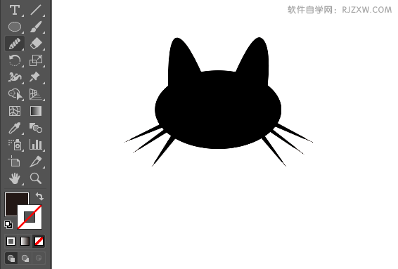 ai绘制坐立的猫剪影效果