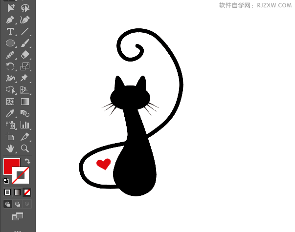 ai绘制坐立的猫剪影效果