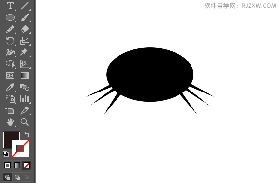 ai绘制坐立的猫剪影效果