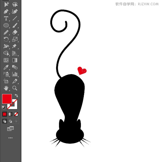 ai绘制小猫的倒影效果出来