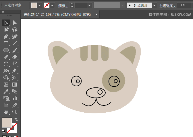 ai绘制小猫头像