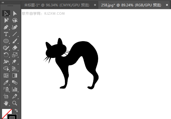 ai绘制猫咪剪影