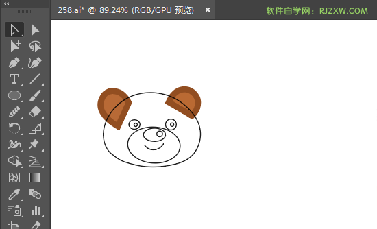 ai绘制一个棕色小熊头像