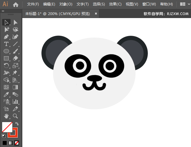 ai绘制小熊卡通脸