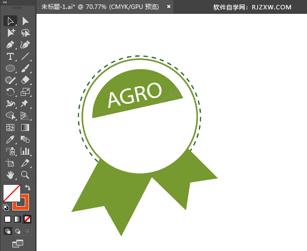 ai绘制一个绿色的奖贴