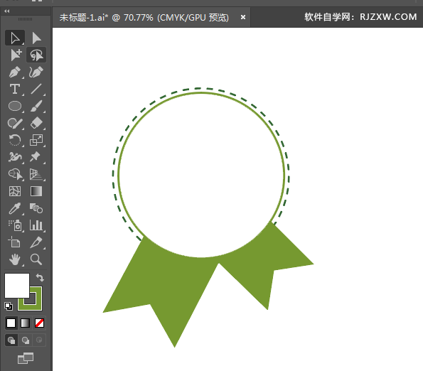 ai绘制一个绿色的奖贴