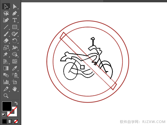 ai画禁止摩托车通行标识