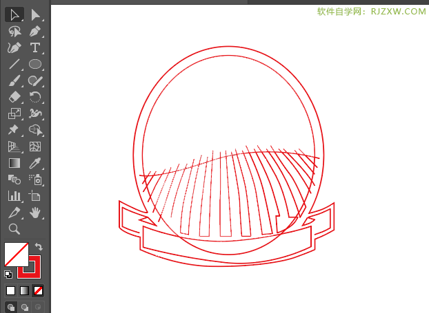 ai绘制圆形彩带标贴的方法