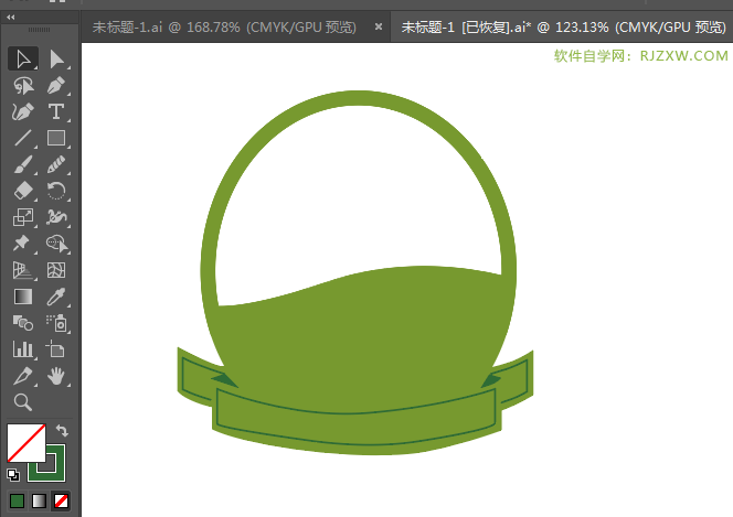ai绘制圆形彩带标贴的方法