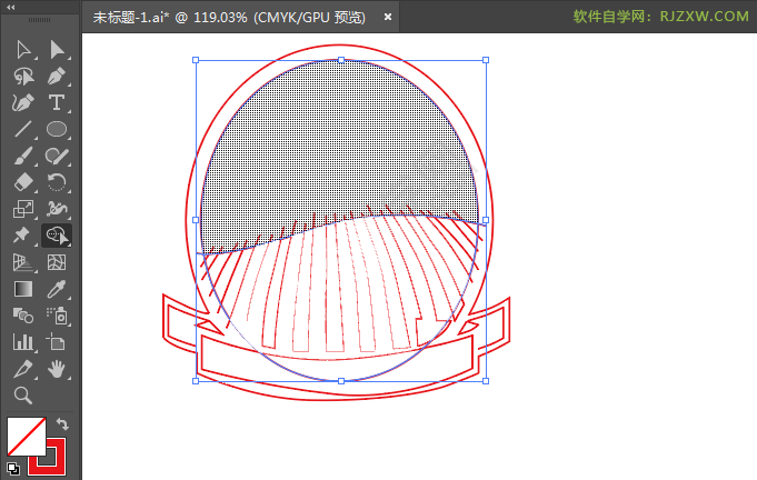 ai绘制圆形彩带标贴的方法