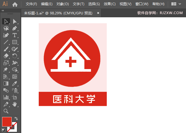 ai画医科大学标识的方法