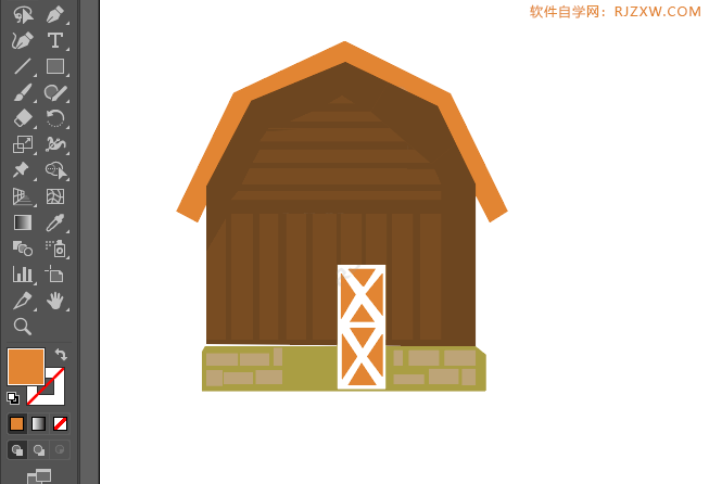 ai绘制卡通小狗窝图案