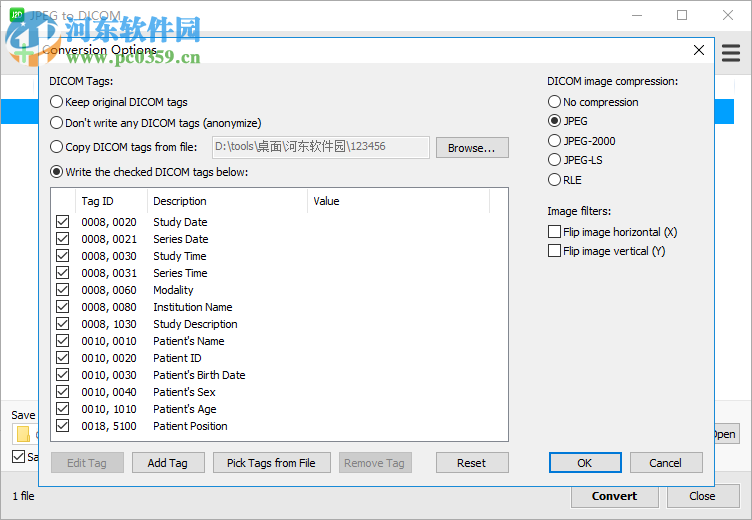 JPEG to DICOM保存DICOM标签数据的方法