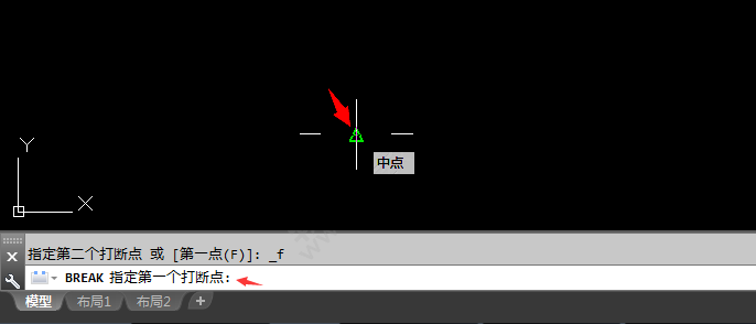 CAD怎么打断于点