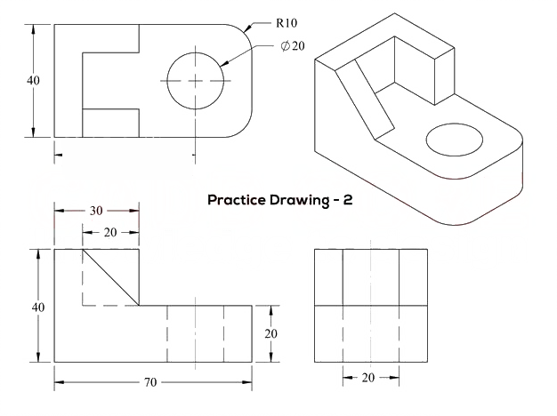 CAD倒角差集实体练习