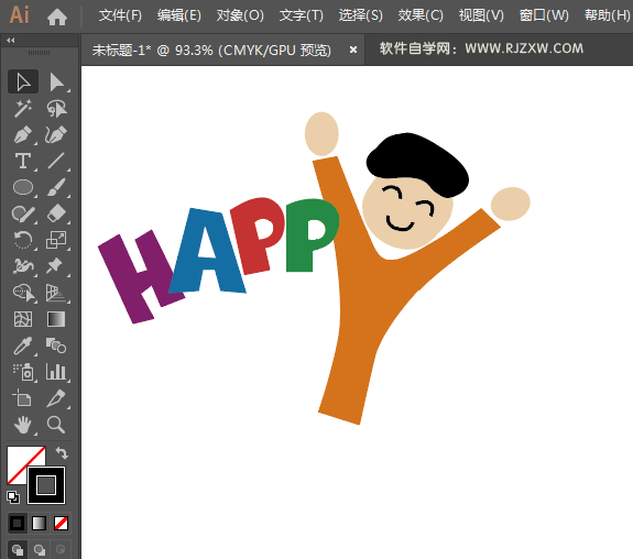 怎么用AI设计卡通快乐英语标志