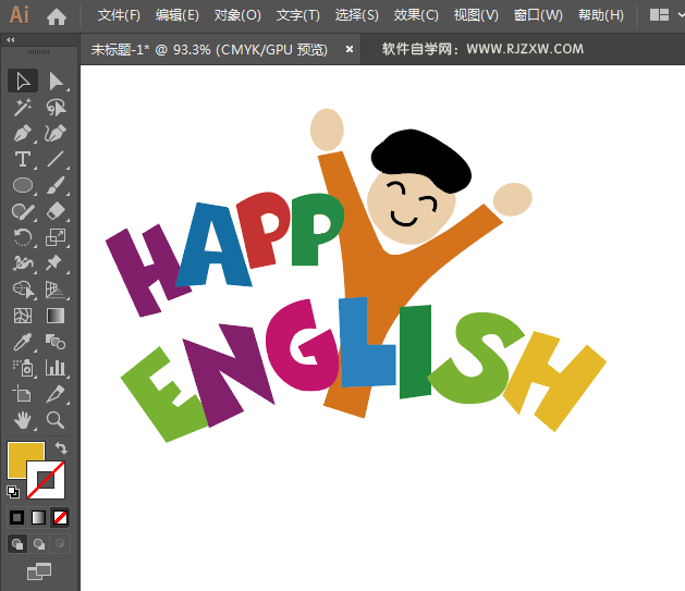 怎么用AI设计卡通快乐英语标志