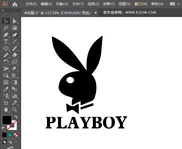 花花公子标志LOGO用AI三步完成的方法
