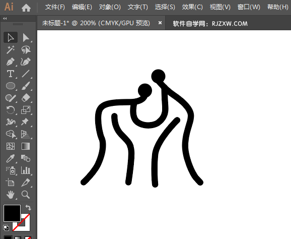 ai制作摔跤标识的方法与步骤