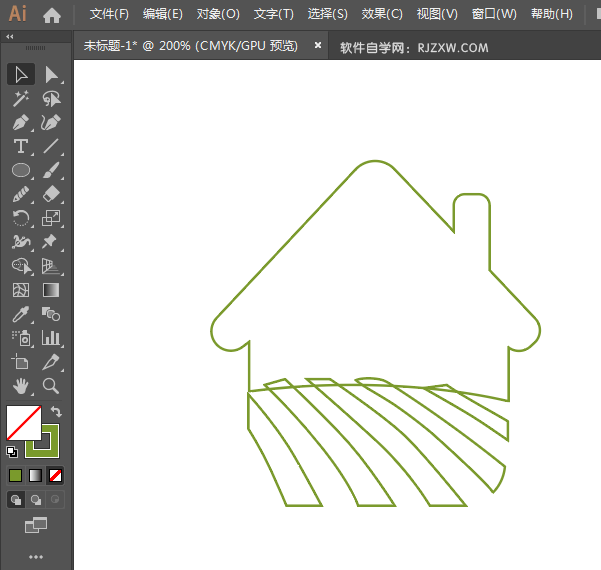 ai怎么画绿色小屋图标