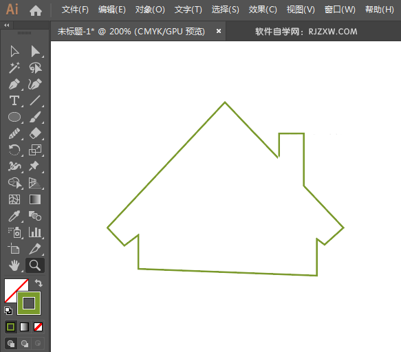 ai怎么画绿色小屋图标