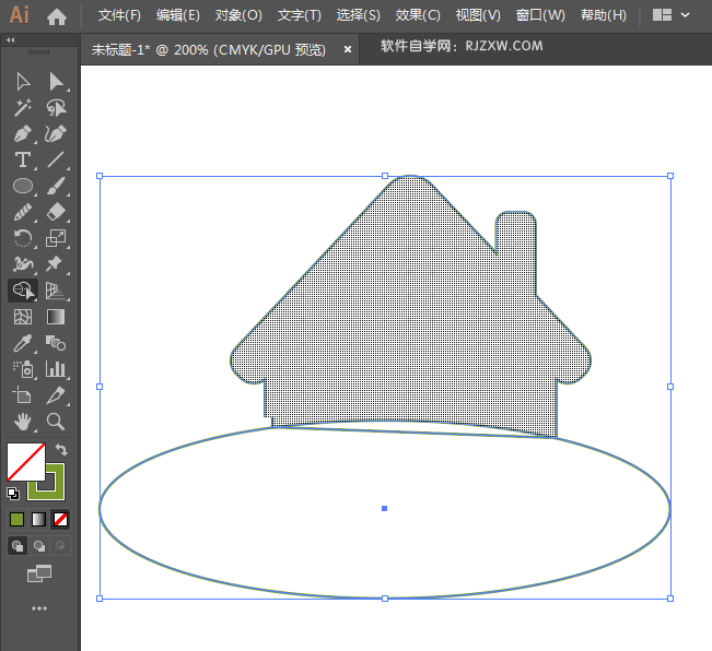 ai怎么画绿色小屋图标