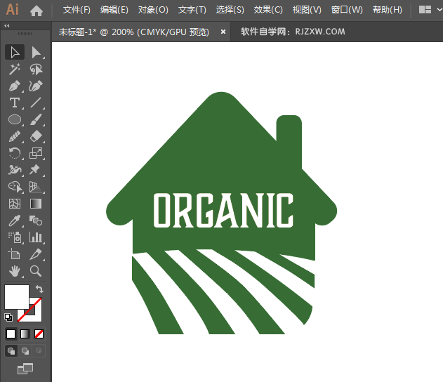ai怎么画绿色小屋图标