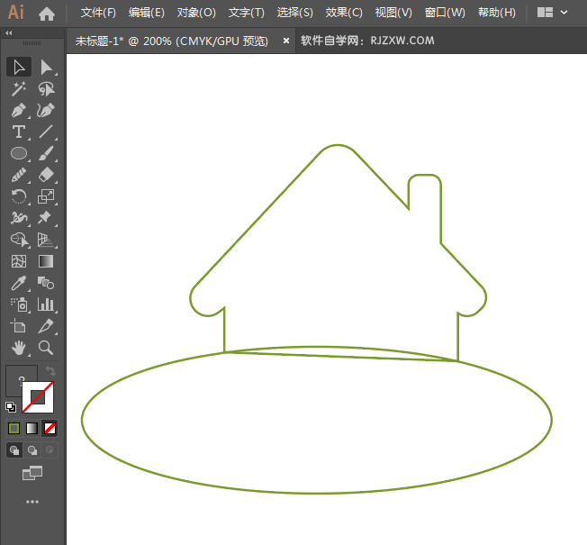 ai怎么画绿色小屋图标