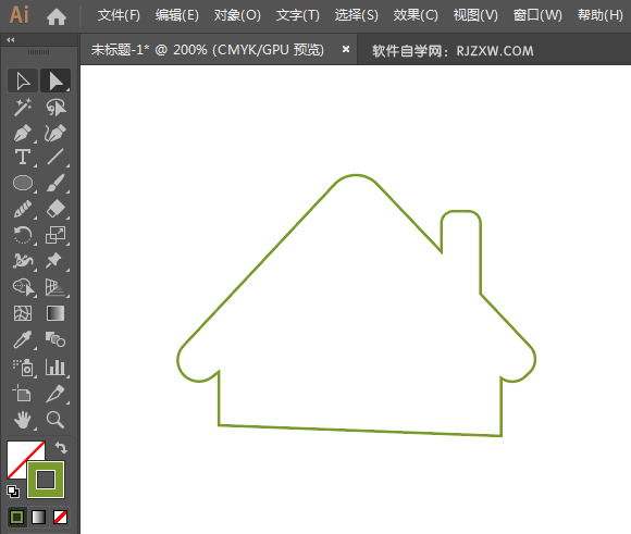 ai怎么画绿色小屋图标