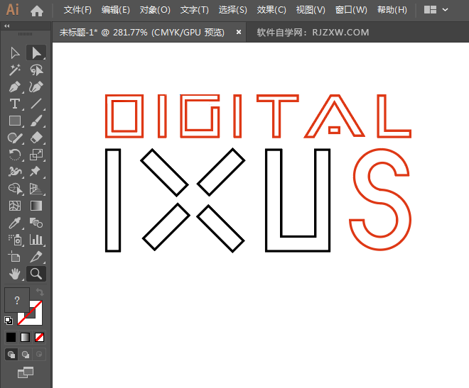 ai怎么绘制佳能DIGITAL IXUS标志