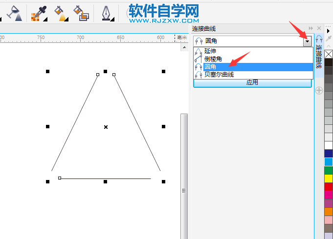 cdr怎么把三角形连接起来