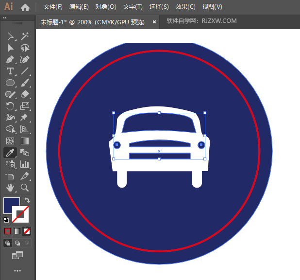 ai怎么画机动车行驶路牌