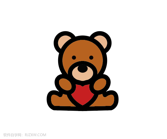 ai怎么画抱爱心的小熊