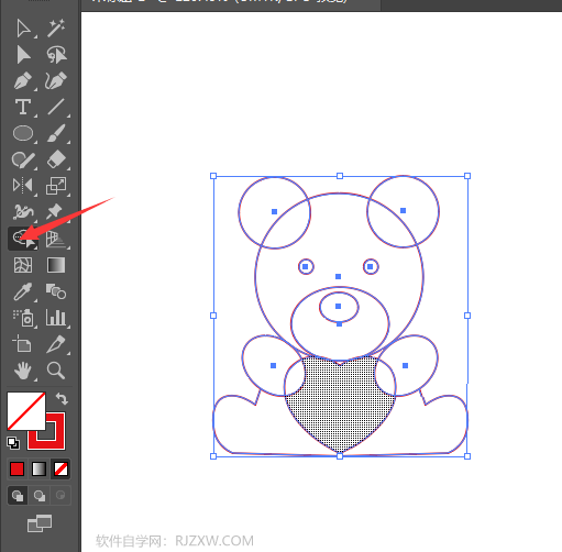 ai怎么画抱爱心的小熊